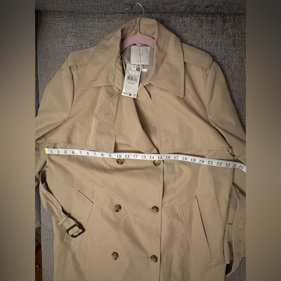 Mango Longline Trench Coat Belted Cotton Blend Size XL - Picture 11 of 14